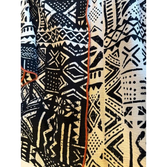 Multiples Women’s PL Jacket – Black & Cream Tribal Geometric Print Button Front - Picture 10 of 10